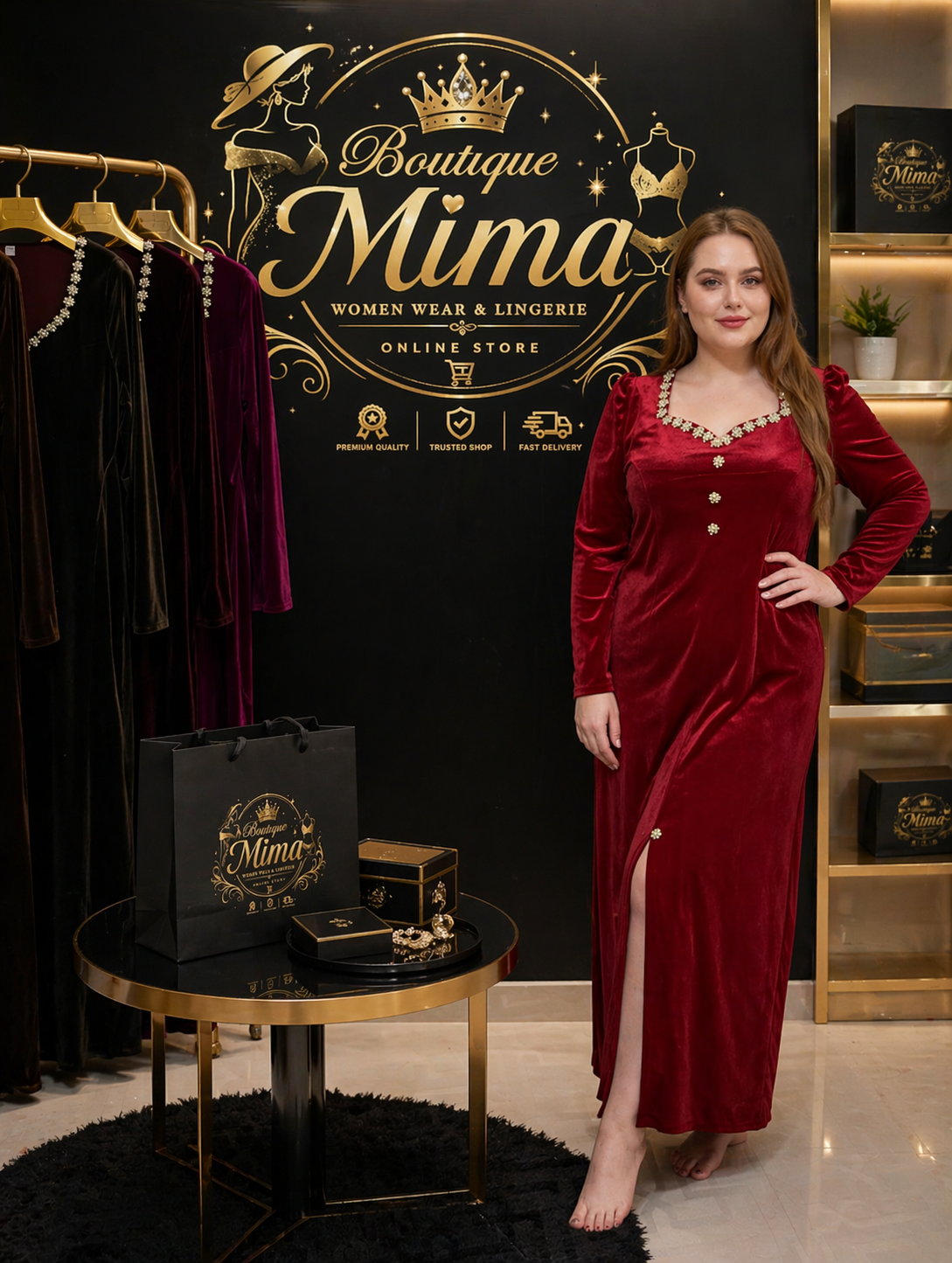 فستان نسائي أنيق مصنوع من قماش عالي الجود